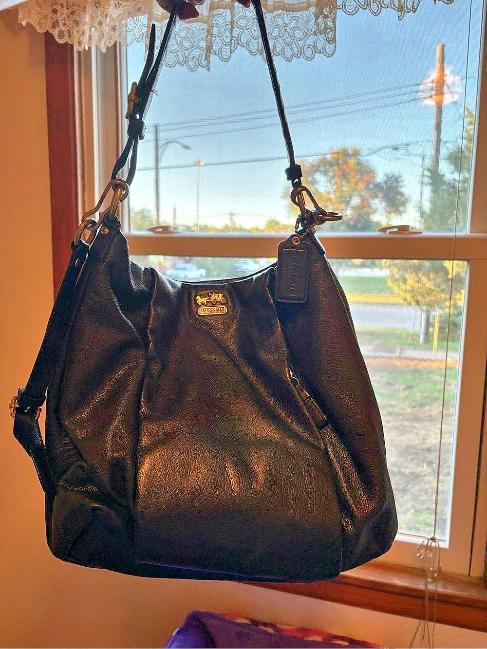Coach Black Leather Hobo Bag